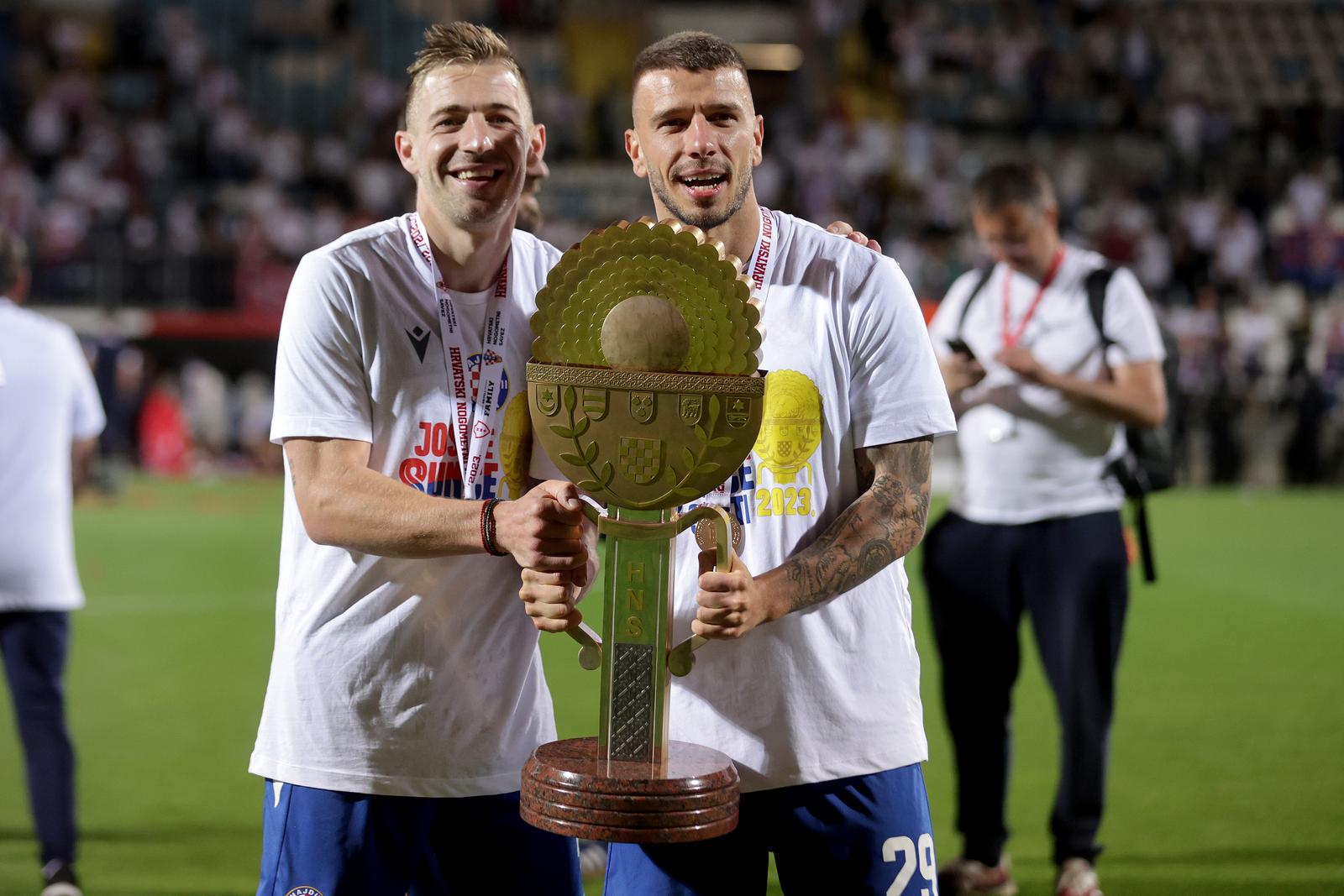 24.05.2023., stadion HNK Rijeka, Rijeka - Finalna utakmica SuperSport Hrvatskog nogometnog kupa, HNK Hajduk - HNK Sibenik. Dario Melnjak, Jan Mlakar Photo: Luka Stanzl/PIXSELL
