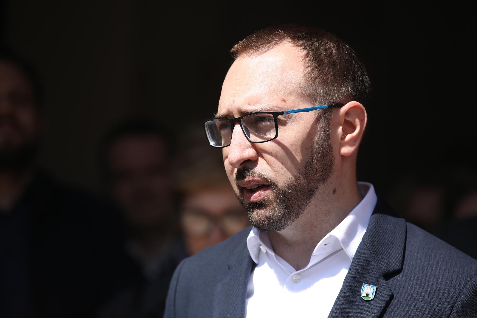 25.04.2023., Zagreb -  Gradonacelnik Tomislav Tomasevic obisao je danas radove na obnovi od potresa Hrvatskog prirodoslovnog muzeja. Nakon obilaska gradonacelnik je odrzao redovitu konferenciju za medije.
 Photo: Patrik Macek/PIXSELL