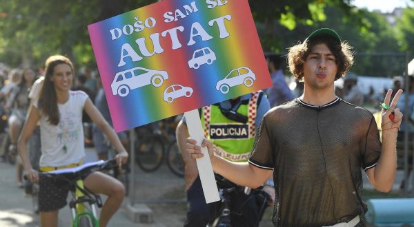 25.06.2022., Zagreb - Treci zagrebacki Pride Ride. Ponosni Zagreb povodom Medjunarodnog dana borbe protiv homofobije, bifobije i transfobije (IDAHOBIT). 
  Photo: Marko Lukunic/PIXSELL