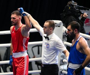 26.02.2023., Zagreb - Zagrebacki boksacki centar, finale prvenstva Hrvatske u boksu. Light Heavy -  Gabrijel Veocic, Damir Plantic. Photo: Davor Puklavec/PIXSELL