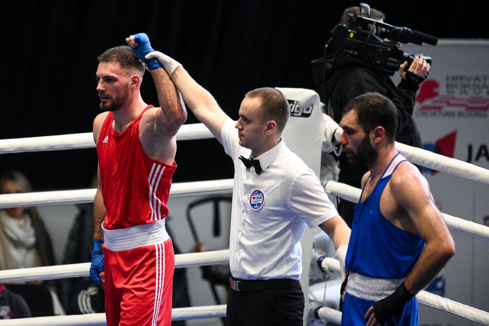 26.02.2023., Zagreb - Zagrebacki boksacki centar, finale prvenstva Hrvatske u boksu. Light Heavy -  Gabrijel Veocic, Damir Plantic. Photo: Davor Puklavec/PIXSELL