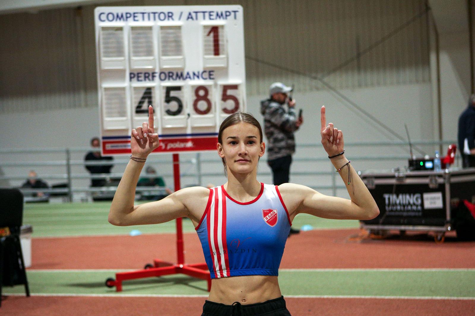 26.02.2023., Zagreb - Atletska dvorana Zagreb - Jana Koscak oborila je svjetski rekord u petoboju.  Photo: Zeljko Hladika/PIXSELL
