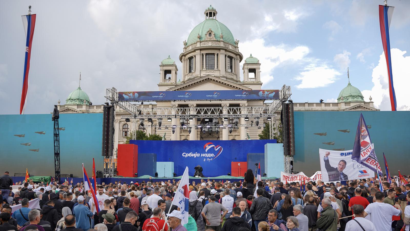 26.05.2023., Beograd, Srbija - Skup Srpske napredne stranke pod nazivom "Srbija nade" ispred Doma Narodne skupstine na Trgu Nikole Pasica. Photo: Dejan Rakita/PIXSELL