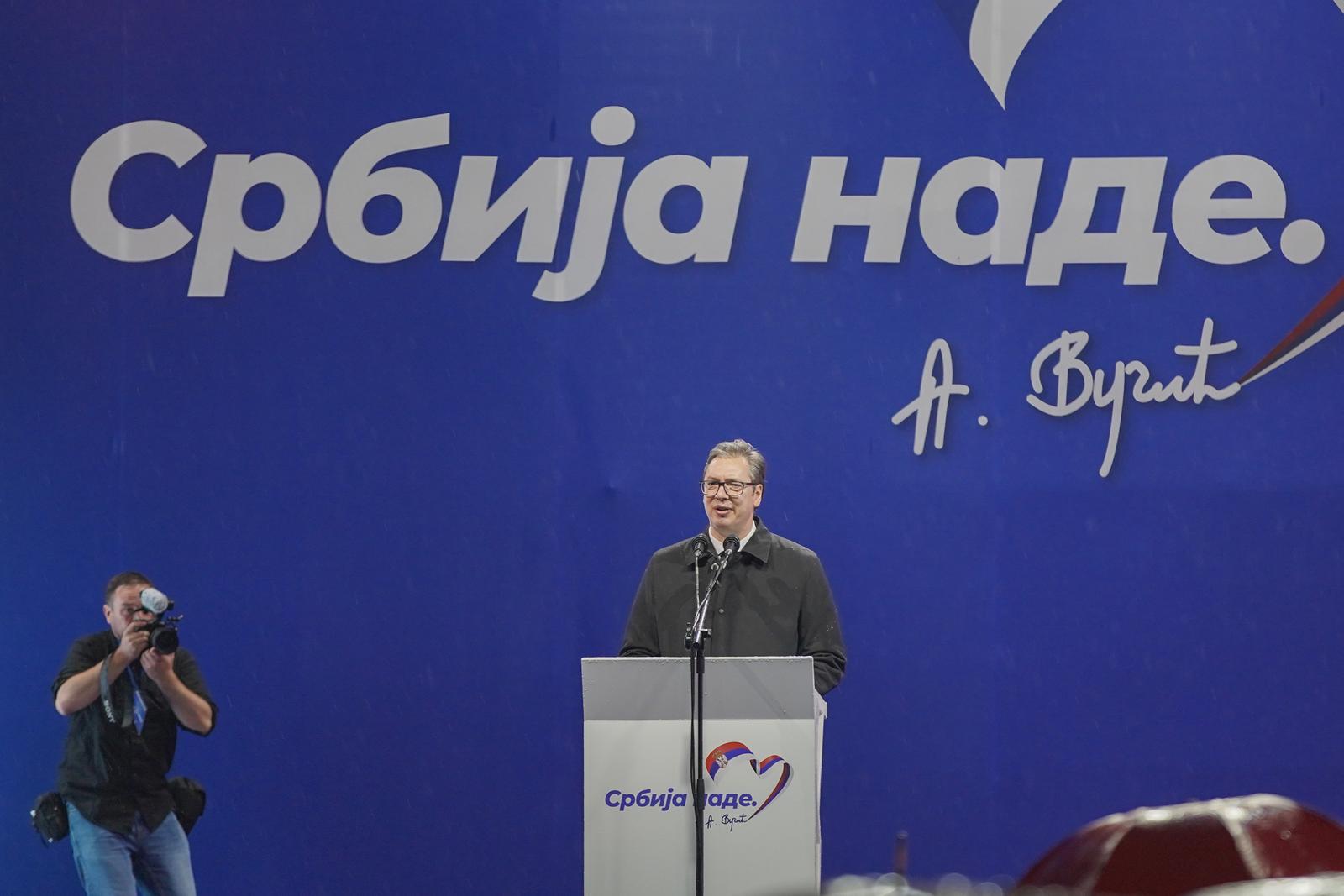 26.05.2023., Beograd, Srbija - Skup Srpske napredne stranke pod nazivom "Srbija nade" ispred Doma Narodne skupstine na Trgu Nikole Pasica. Predsjednik Srbije Aleksandar Vucic Photo: Dejan Rakita/PIXSELL