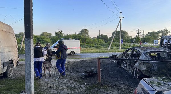 epa10664805 A handout photo made available by the Governor of Russia's Belgorod region Vyacheslav Gladkov on his Telegram channel shows the aftermath of Ukrainian shelling in the border town of Shebekino, Belgorod region, Russia, 31 May 2023. Gladkov said that the situation in Shebekino was deteriorating. Evacuation of children from the Shebekinsky and Grayvoronsky districts of the Belgorod region was set to begin on 31 May. The first group of 300 people will be sent to the city of Voronezh, the governor added.  EPA/GOVERNOR OF BELGOROD REGION/HANDOUT HANDOUT HANDOUT EDITORIAL USE ONLY/NO SALES HANDOUT EDITORIAL USE ONLY/NO SALES
