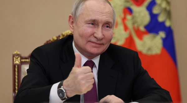 epa10667473 Russian President Vladimir Putin attends a meeting with families awarded Orders of Parental Glory via teleconference call at Kremlin in Moscow, Russia, 01 June 2023. Children's Day is celebrated annually on 01 June, established in November 1949 in Paris by the decision of the Congress of the Women's International Democratic Federation  EPA/GAVRIIL GRIGOROV / SPUTNIK / KREMLIN POOL MANDATORY CREDIT