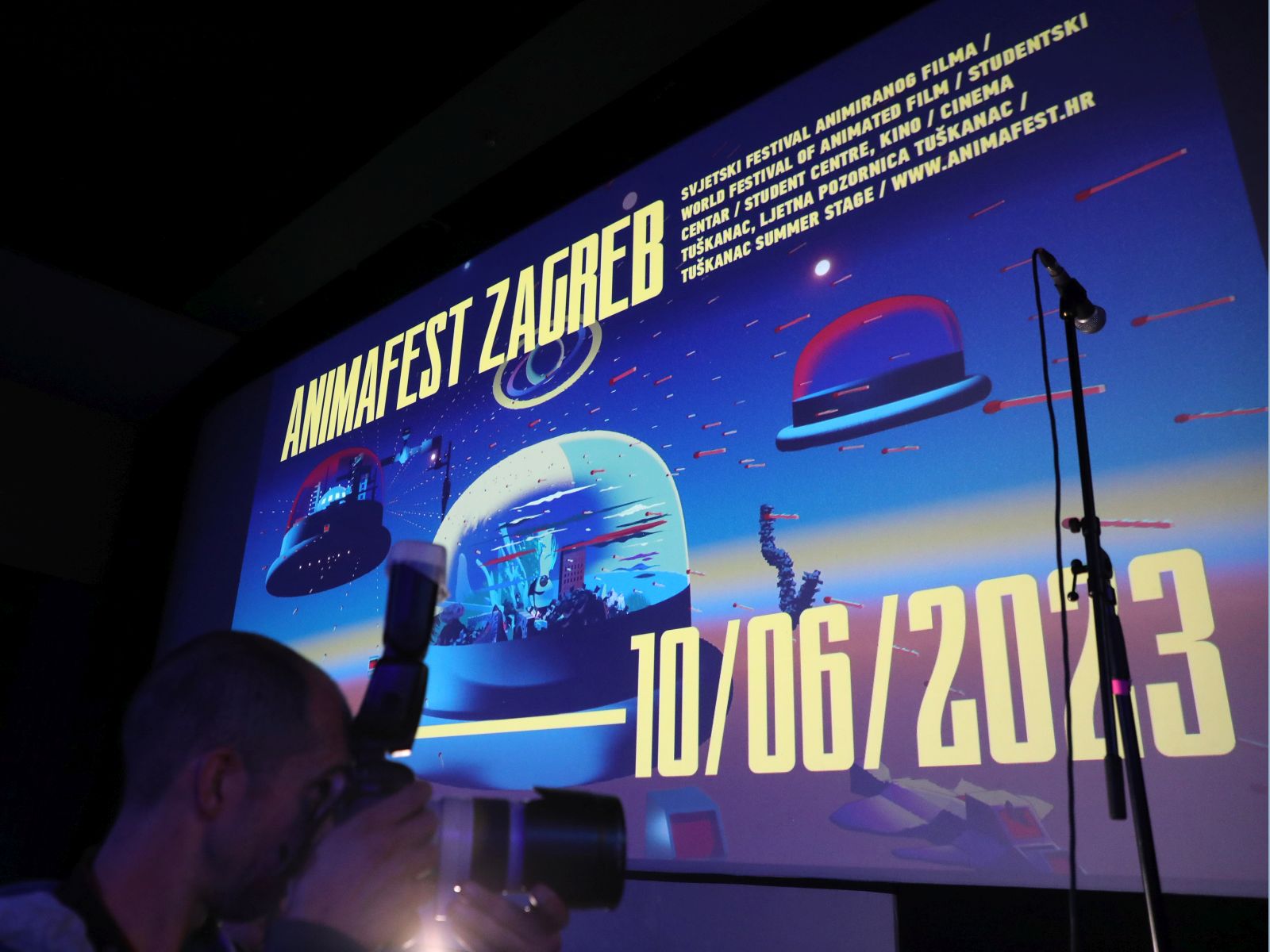 Zagreb, 05.06.2023. - Svjetski festival animiranog filma  Animafest Zagreb otvoren je u ponedjeljak u Kinu SC, uz dodjelu Nagrade za ivotno djelo junoafrièkom umjetniku Williamu Kentridgeu, jednom od vodeæih svjetskih autora animiranog filma. foto HINA/ Lana SLIVAR DOMINIÆ/ lsd