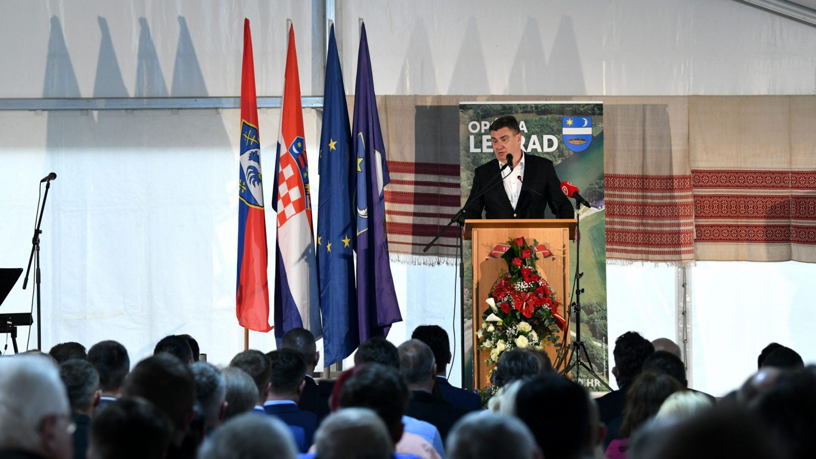 Legrad, 06.06.2023. - Predsjednik Republike Zoran Milanović sudjelovao je na svečanoj sjednici Općinskog vijeća Općine Legrad povodom obilježavanja Dana Općine. Na fotografiji Zoran Milanović. foto HINA/ Ured predsjednika Republike Hrvatske / Ana Marija Katić/ ml