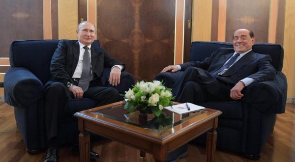 epa10686719 (FILE) - Russian President Vladimir Putin (L) meets with former Italian prime minister and head of the Forza Italia party Silvio Berlusconi (R), prior to his departure at an airport in Rome, Italy, late 04 July 2019 (reissued 12 June 2023). Silvio Berlusconi has died at the age of 86 on 12 June 2023 at San Raffaele hospital in Milan, where he was hospitalized again since last 09 June, sources close to his family told ANSA. The Italian media tycoon and Forza Italia (FI) party founder served as prime minister of Italy in four governments.  EPA/ALEXEI DRUZHININ / SPUTNIK / KREMLIN POOL MANDATORY CREDIT