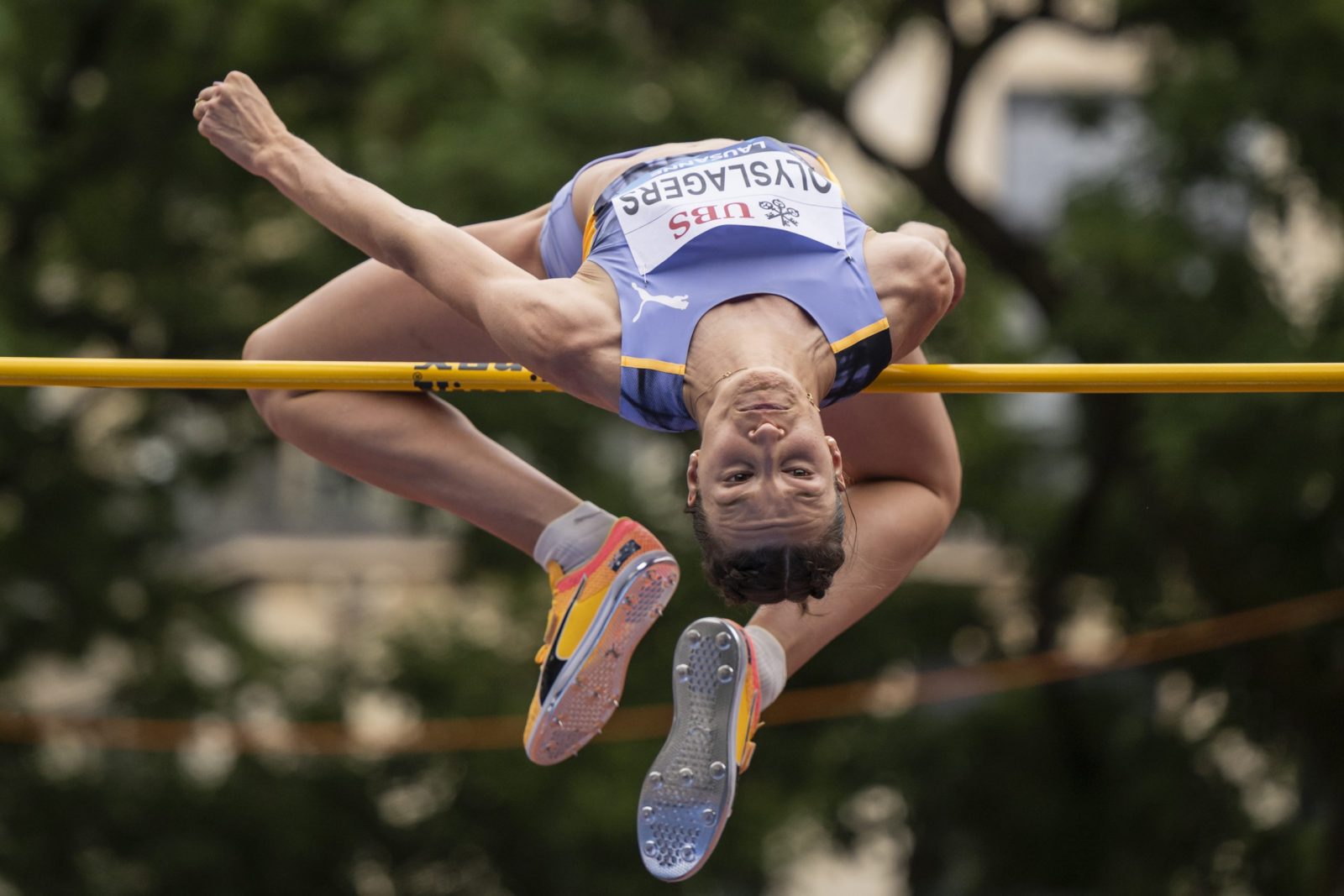 epa10717851 Nicola Olyslagers of Australia in action during the women's high jump competition at the World Athletics Diamond League Athletissima City event athletics meeting, in Lausanne, Switzerland, 29 June 2023.  EPA/JEAN-CHRISTOPHE BOTT