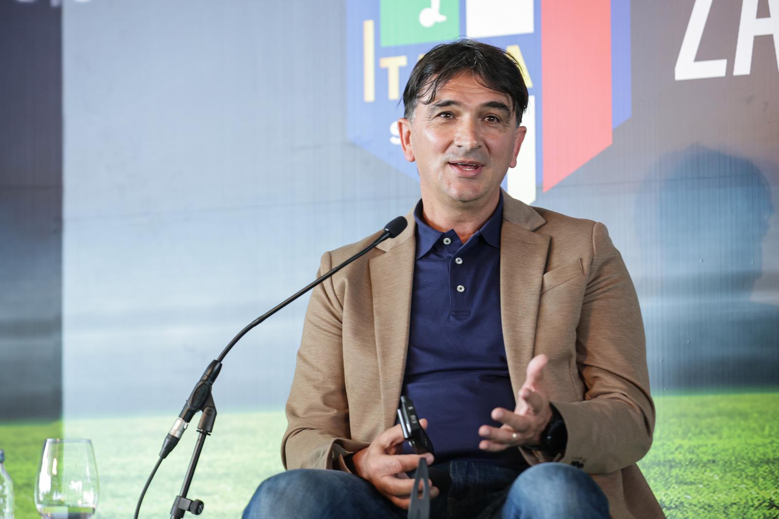01.06.2023., Zagreb - Predstavljanje Nogometnog kampa za djecu u Hrvatskoj (Italia Soccer Camp 2023). Koncept Nogometnog kampa za djecu predstavio je legendarni talijanski trener Arrigo Sacchi. Zlatko Dalic Photo: Luka Stanzl/PIXSELL