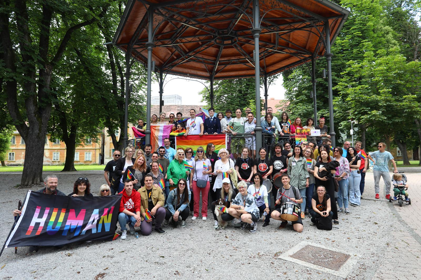 03.06.2023., Karlovac - Kod Glazbenog paviljona odrzan 1. Pride u Karlovcu kojem se odazvalo pedesetak sudionika. Photo: Kristina Stedul Fabac/PIXSELL