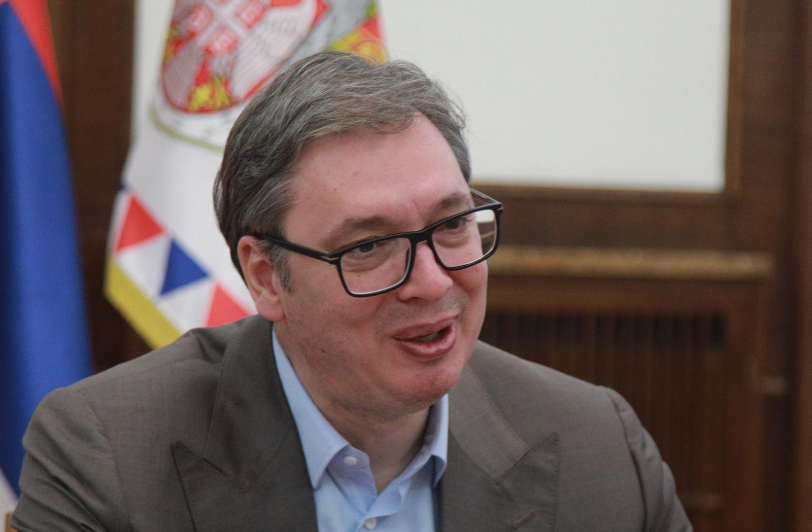 05, June, 2023, Belgrade - The President of the Republic of Serbia, Aleksandar Vucic, met with the member of the Bundestag, Peter Beyer, in the building of the General Secretariat of the President of the Republic. Aleksandar Vucic. Photo: Milos Tesic/ATAImages

05, jun, 2023, Beograd - Predsednik Republike Srbije Aleksandar Vucic sastao se sa poslanikom Bundestaga Peterom Bajerom u u zgradi Generalnog sekretarijata predsednika Republike.   Photo: Milos Tesic/ATAImages/PIXSELL