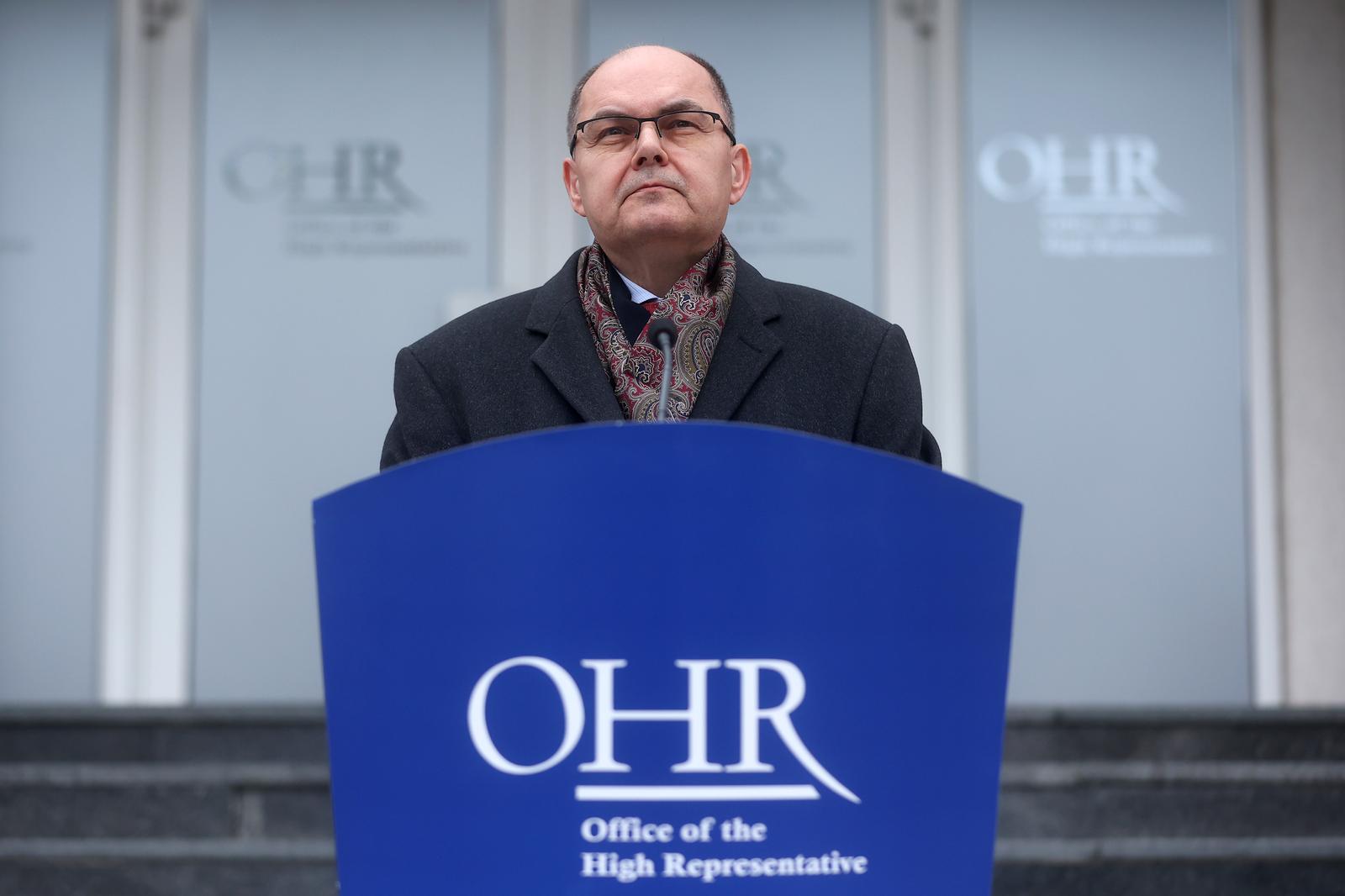 07.04.2023., Sarajevo, Bosna i Hercegovina - Visoki predstavnik u Bosni i Hercegovini Christian Schmidt odrzao je danas izvanrednu press konferenciju na kojoj je govorio o formiranju vlade FBiH. Photo: Armin Durgut/PIXSELL