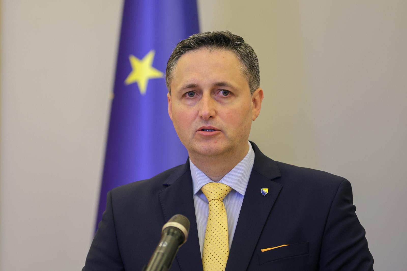 11.05.2023., Ured predsjednika, Zagreb - Dolazak clana Predsjednistva Bosne i Hercegovine Denisa Becirovica na radni sastanak sa predsjednikom Zoranom Milanovicem. Izjave za medije nakon sastanka. Photo: Luka Stanzl/PIXSELL
