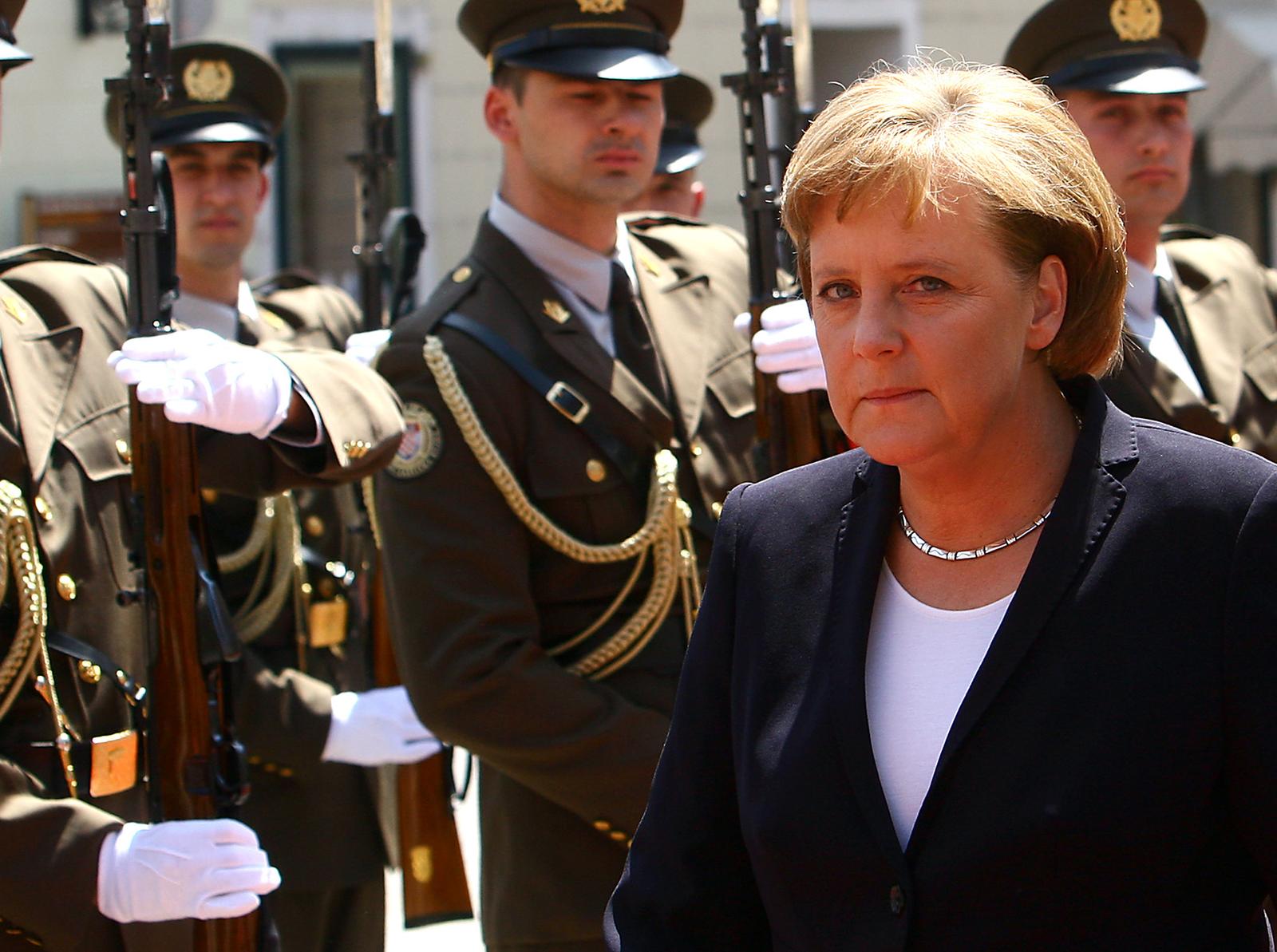 11.05.2007., Zagreb - Njemacka kancelarka Angela Merkel tijekom primanja kod predsjednika Vlade RH Ive Sanadera u Banskim dvorima. Photo: Igor Kralj/PIXSELL
