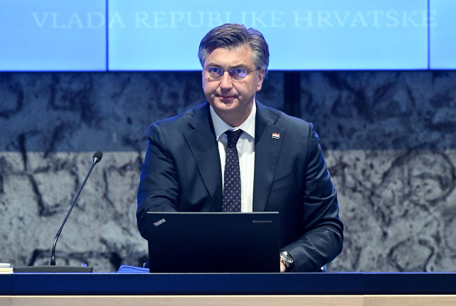 19.05.2023., Zagreb - U Nacionalnoj i sveucilisnoj knjiznici odrzana je 218. sjednica Vlade Republike Hrvatske. predsjednik Vlade RH Andrej Plenkovic Photo: Davorin Visnjic/PIXSELL