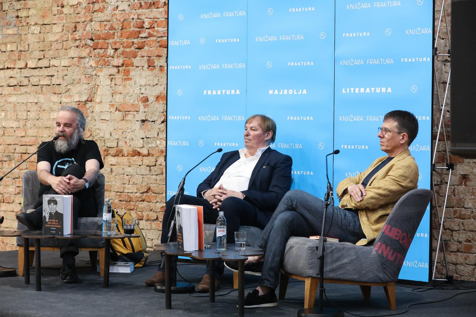 19.06.2023.,Zagreb - U Laubi je odrzana promocija autobiografije Brace Dimitrijevica: 'Louvre je moj atelje, ulica moj muzej'. O knjizi su  govorilii autor Braco Dimitrijevic, knjizevnik Miljenko Jergovic i urednik Seid Serdarevic.
 Photo: Robert Anic/PIXSELL