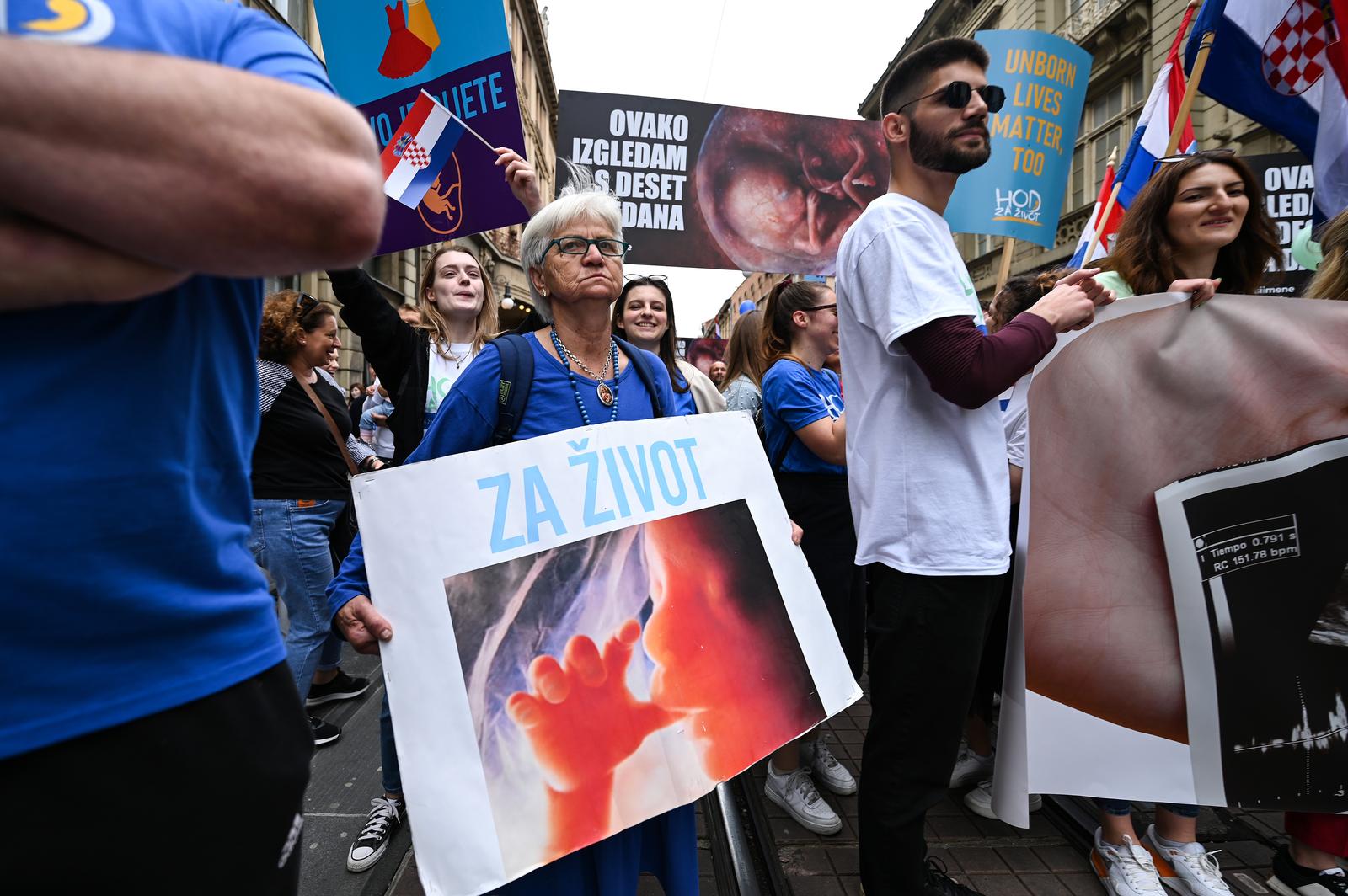 20.05.2023., Zagreb - U organizaciji udruge U ime obitelji odrzan je Hod za zivot, obitelj i Hrvatsku kojim se zahtjeva zakonska zabrana pobacaja, odnosno zastita zivota od zaceca. Photo: Zoe Sarlija/PIXSELL