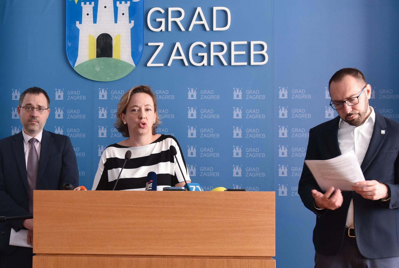 20.06.2023., Zagreb - U Gradskom poglavarstvu odrzana je redovna konferencija za medije. zamjenica gradonacelnika Danijela Dolenec, gradonacelnik Zagreba Tomislav Tomasevic Photo: Davorin Visnjic/PIXSELL