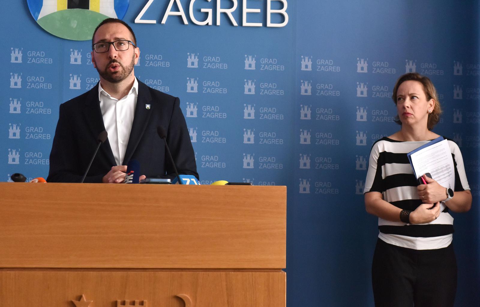 20.06.2023., Zagreb - U Gradskom poglavarstvu odrzana je redovna konferencija za medije. gradoancelnik Zagreba Tomislav Tomasevic,zamjenica gradonacelnika Danijela Dolenec Photo: Davorin Visnjic/PIXSELL