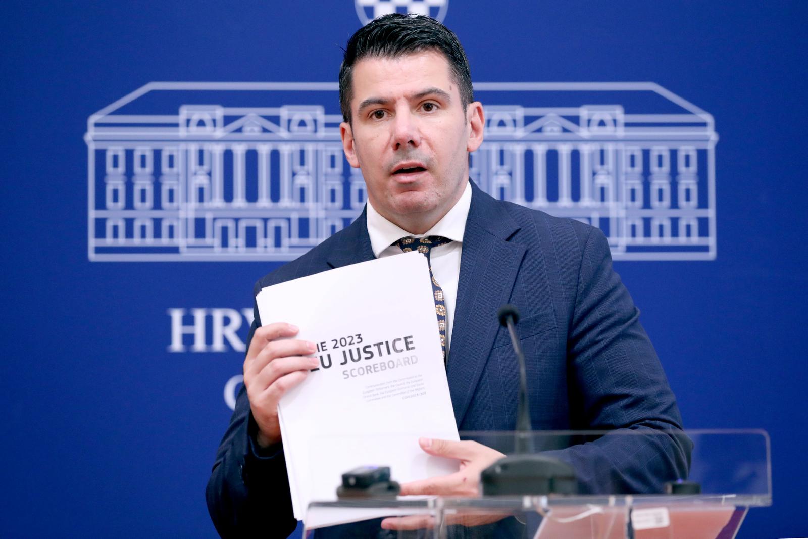 21.06.2023., Zagreb - Na konferenciji za medije odrzanoj u Saboru o temi "Novo izvjesce EU o stanju u pravosudju: Hrvatska na zacelju" govorio je Nikola Grmoja. Photo: Patrik Macek/PIXSELL