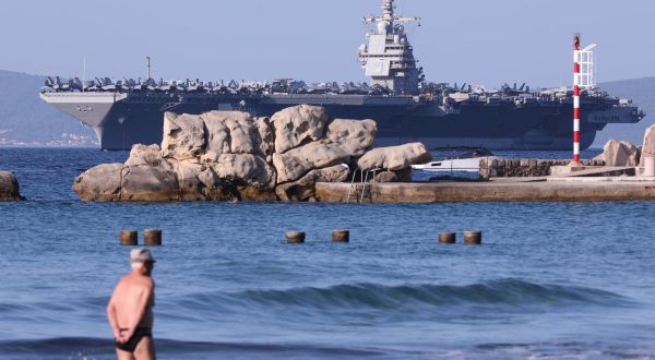 26.06.2023.,Split-Nosac aviona USS Gerald R. Ford (CVN 78) rano jutros stigao pred Split. Photo: Ivo Cagalj/PIXSELL