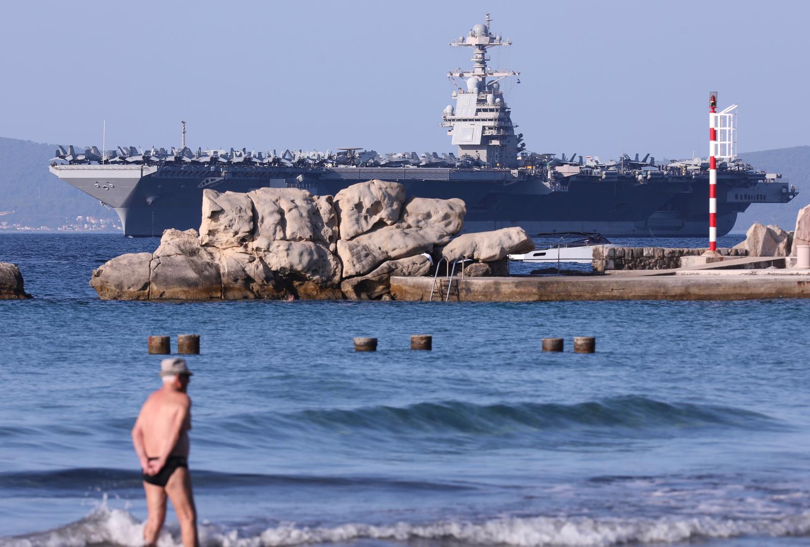 26.06.2023.,Split-Nosac aviona USS Gerald R. Ford (CVN 78) rano jutros stigao pred Split. Photo: Ivo Cagalj/PIXSELL