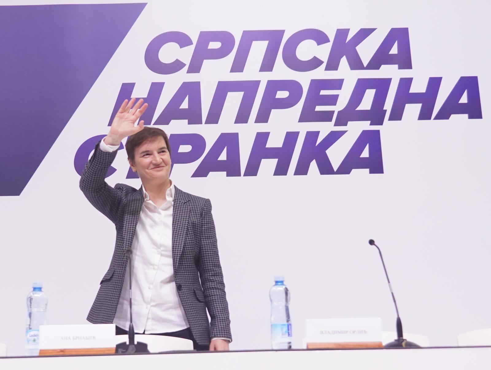 27, May, 2023, Kragujevac - The Extraordinary Assembly of the Serbian Progressive Party is held in Jezero Hall in Kragujevac. Ana Brnabic. Photo: Antonio Ahel/ATAImages

27, maj, 2023, Kragujevac  - Vanredna skupstina Srpske napredne stranke se odrzava u hali Jezero u Kragujevcu. Photo: Antonio Ahel/ATAImages Photo: Antonio Ahel/PIXSELL