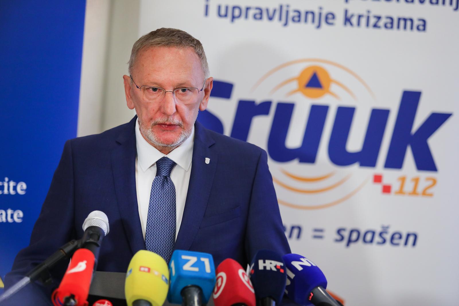 31.05.2023., Zagreb - U hotelu Antunovic predstavljen je SRUUK, sustav za rano upozoravanje i upravljanje krizama. potpredsjednik Vlade Republike Hrvatske i ministar unutarnjih poslova Davor Bozinovic Photo: Tomislav Miletic/PIXSELL