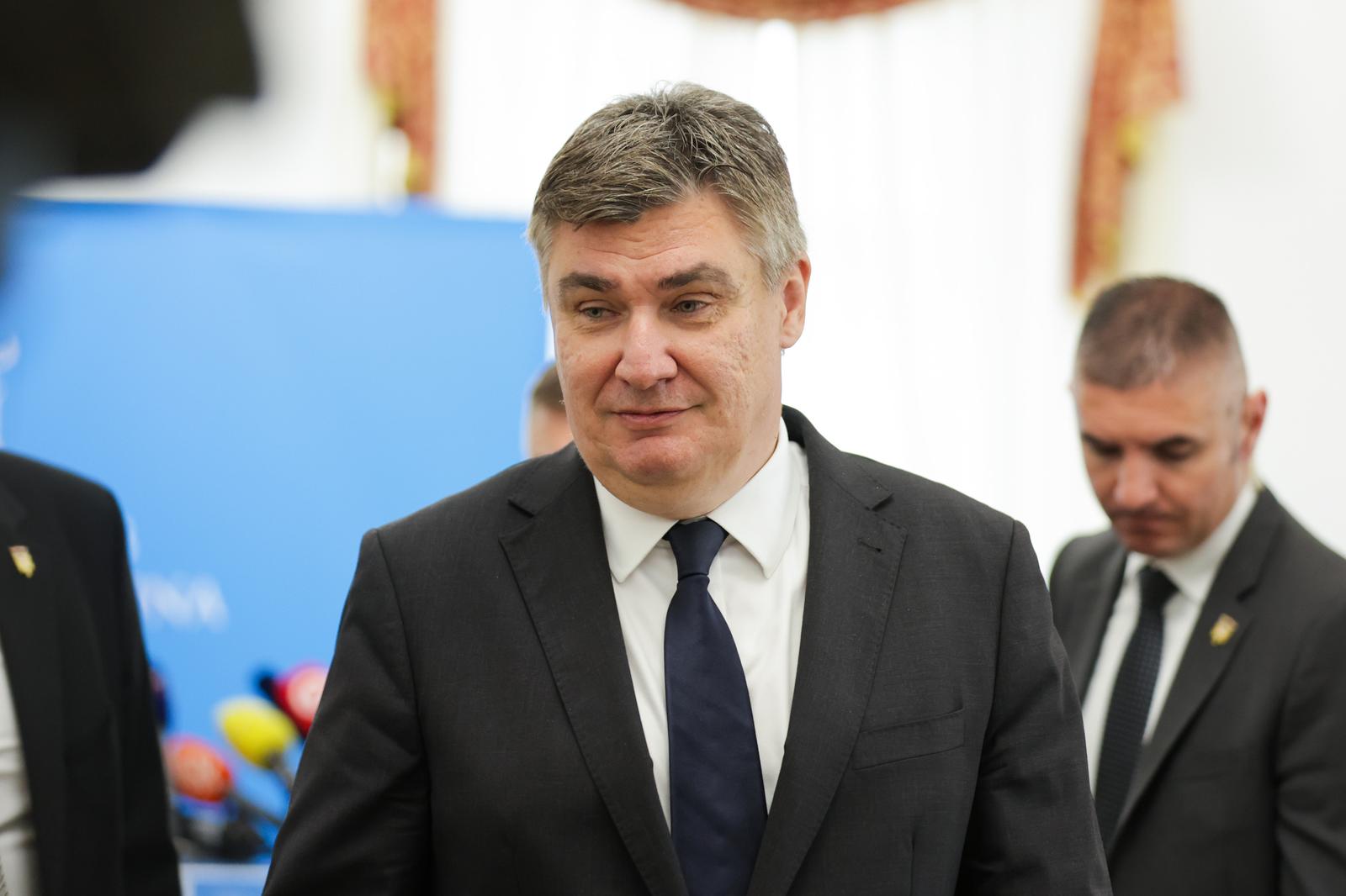 31.05.2023., Zagreb -  Konferencija za medije Predsjednik Republike Hrvatske Zoran Milanovic dao je izjavu medijima nakon svecane sjednice skupstine Grada Zagreba i dodjele priznanja Grada Zagreba u Staroj gradskoj vjecnici. Photo: Luka Stanzl/PIXSELL
