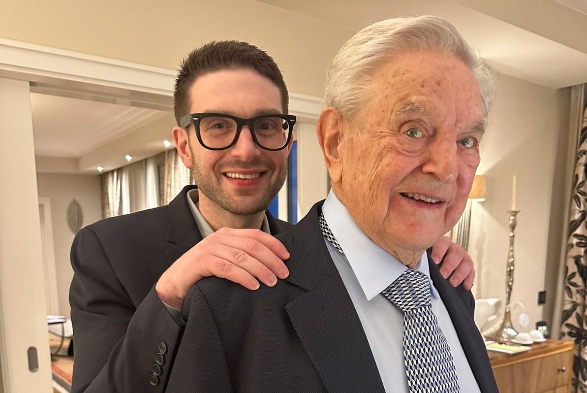 George Soros is seen with his son Alexander, in Munich, Germany in this picture obtained from social media and released February 16, 2023. Alex Soros via Twitter/via REUTERS  THIS IMAGE HAS BEEN SUPPLIED BY A THIRD PARTY. MANDATORY CREDIT. NO RESALES. NO ARCHIVES. Photo: ALEX SOROS VIA TWITTER/REUTERS
