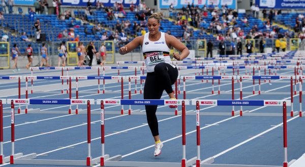 European Games - Athletics - Silesian Stadium, Chorzow, Poland - June 24, 2023 Belgium's Jolien Maliga Boumkwo in action during the Women's 100m Hurdles, Division 1 Heat B REUTERS/Aleksandra Szmigiel Photo: ALEKSANDRA SZMIGIEL/REUTERS