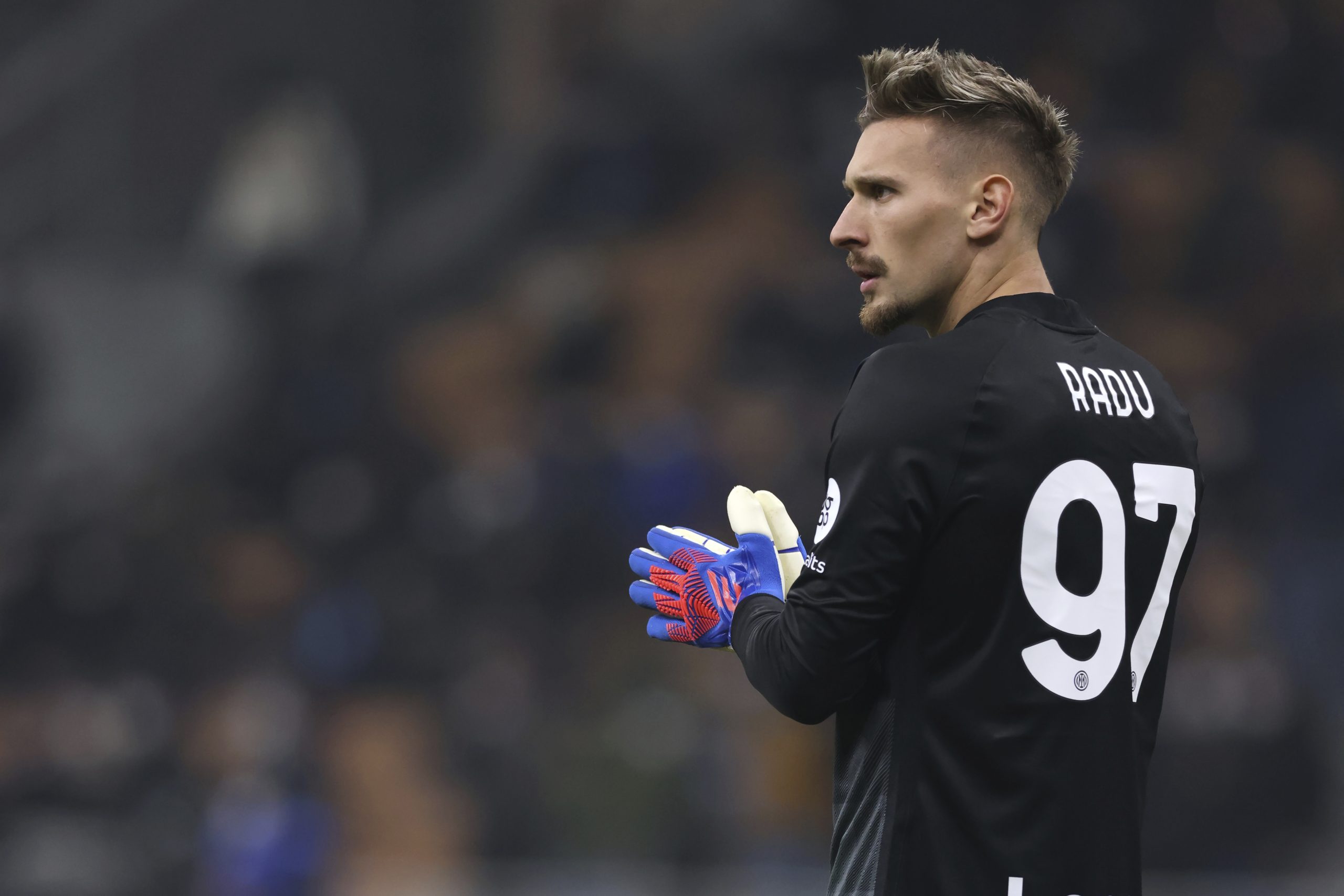 January 19, 2022, Milan, United Kingdom: Milan, Italy, 19th January 2022. Ionut Radu of FC Internazionale reacts during the Coppa Italia match at Giuseppe Meazza, Milan. Picture credit should read: Jonathan Moscrop / Sportimage(Credit Image: © Jonathan Moscrop/CSM via ZUMA Wire) (Cal Sport Media via AP Images)