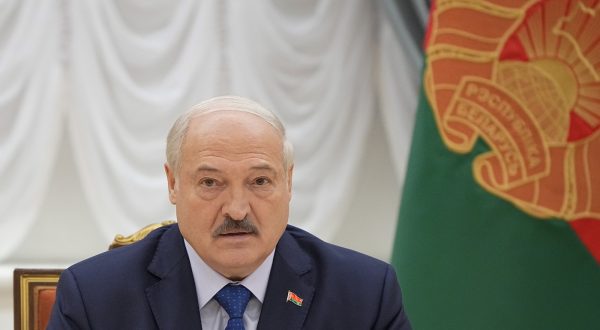 epa10729532 Belarusian President Alexander Lukashenko attends a meeting with foreign journalists, in Minsk, Belarus, 06 July 2023. 'Nuclear weapons deployment sites were completely ready a month ago. Most of them were moved and are in Belarus. By the end of the year, for sure, but I think we will completely move the warheads that are intended for this much earlier', Lukashenko said on 06 July at a meeting with foreign and Belarusian journalists in Minsk. The Belarusian president also said he was ready to use Wagner PMC in the republic, and stated that the issue of relocation of Wagner PMC to Belarus has not yet been resolved.  EPA/STRINGER