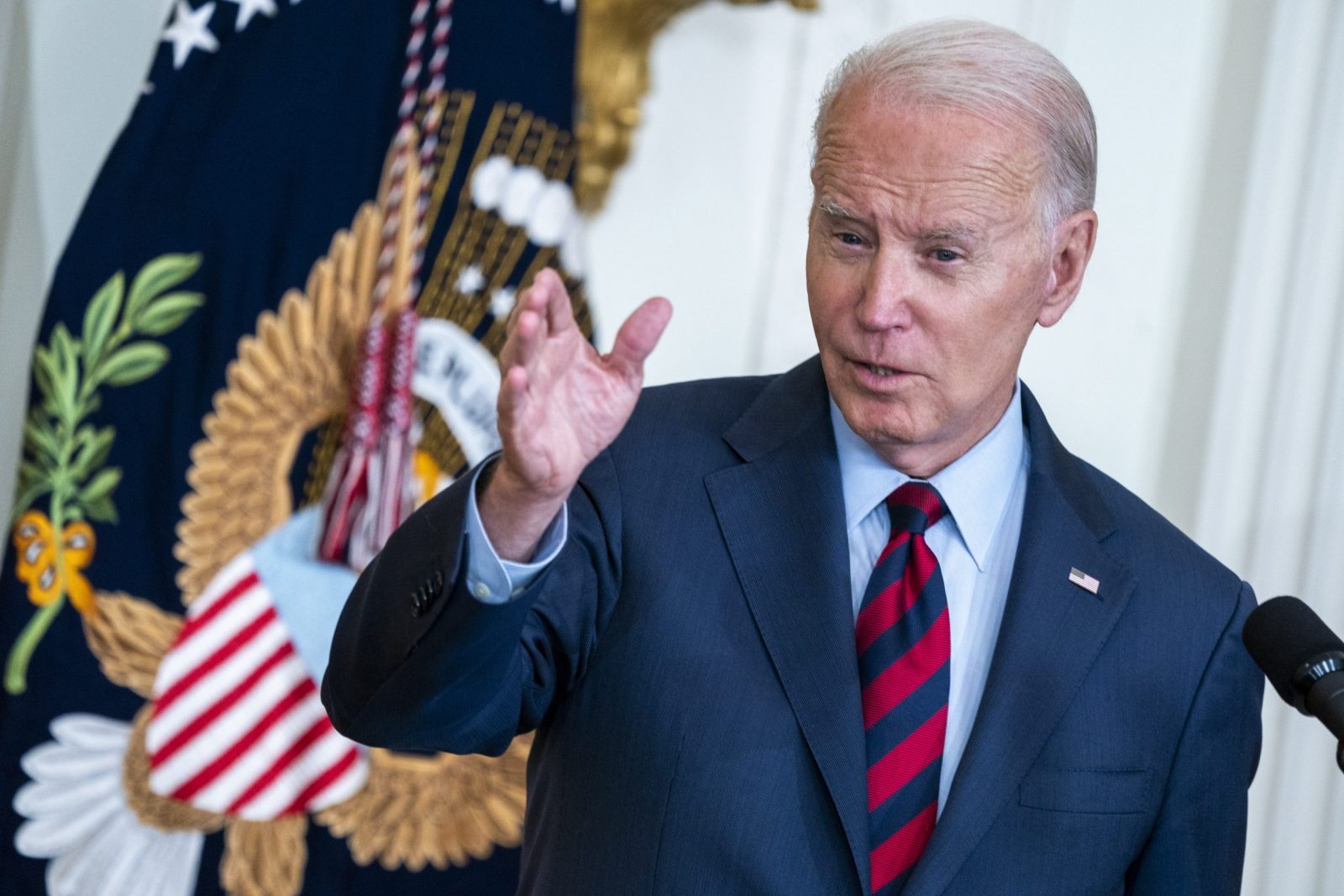 epa10733201 US President Joe Biden delivers remarks on lowering health care costs during an event in the East Room of the White House in Washington, DC, USA, 07 July 2023. President Biden's proposal would reverse much of former President Donald Trump's 2018 expansion of short-term healthcare plans.  EPA/SHAWN THEW