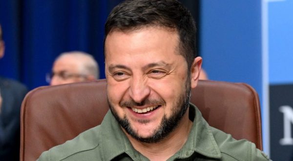 epa10741334 Ukraine's President Volodymyr Zelensky attends the NATO – Ukraine Council meeting with Sweden at the NATO ​summit in Vilnius, Lithuania, 12 July 2023. The North Atlantic Treaty Organization (NATO) Summit takes place in Vilnius on 11 and 12 July 2023 with the alliance's leaders expected to adopt new defense plans.  EPA/FILIP SINGER