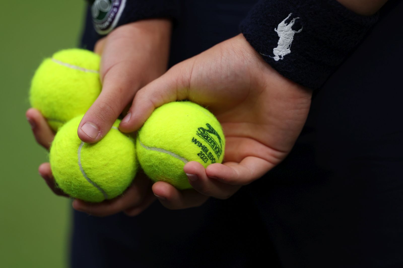 epa10747921 Tennis balls during the Women's Singles final match Ons Jabeur of Tunisia against Marketa Vondrousova of Czech Republic at the Wimbledon Championships, Wimbledon, Britain, 15 July 2023.  EPA/NEIL HALL   EDITORIAL USE ONLY