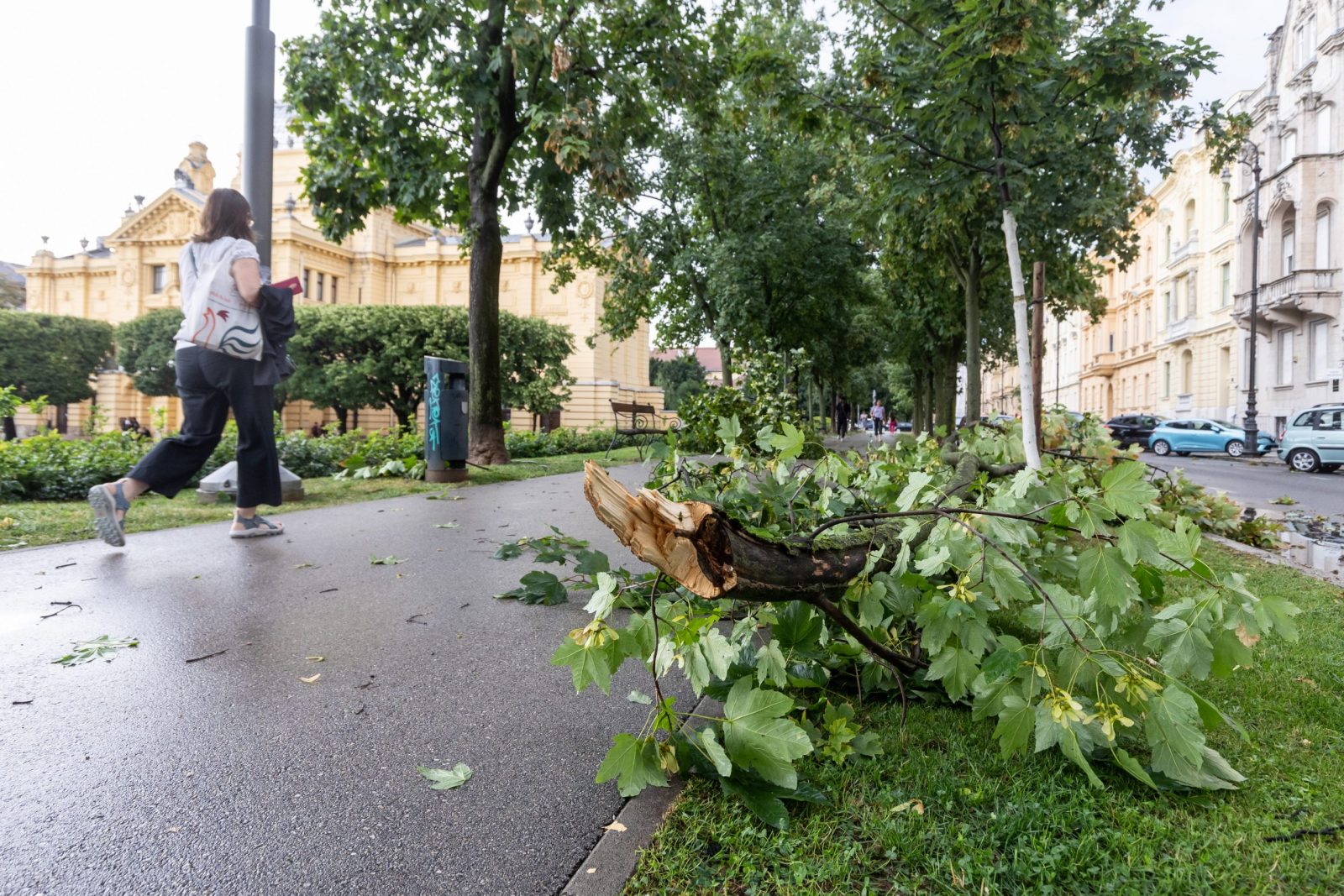 Zagreb, 19.07.2023. - Nakon kratkog i olujnog nevremena, život u centru Zagreba se polako vraća u normalu.
foto HINA/ Edvard ŠUŠAK/ es