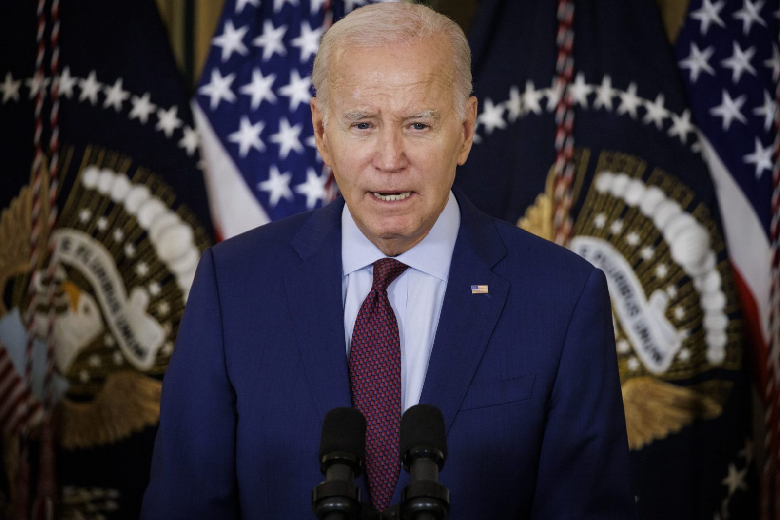 epa10756434 US President Joe Biden speaks before a meeting of his Competition Council in the State Dining Room at the White House in Washington, DC, USA, on 19 July 2023. President Biden is announcing new actions by his Administration 'to increase competition in the American economy, lower prices for consumers, and help entrepreneurs and small businesses thrive'.  EPA/Samuel Corum / POOL