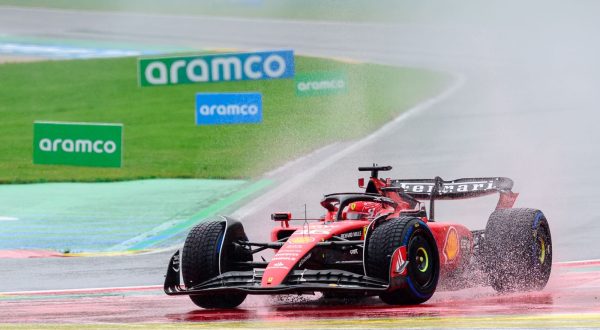 epa10773797 Monaco's Formula One driver Charles Leclerc of Scuderia Ferrari slips off the track during the Practice session for the 2023 Formula 1 Belgian Grand Prix at the Circuit de Spa-Francorchamps racetrack in Stavelot, Belgium, 28 July 2023. The 2023 Formula 1 Belgian Grand Prix takes place on 30 July.  EPA/CHRISTIAN BRUNA