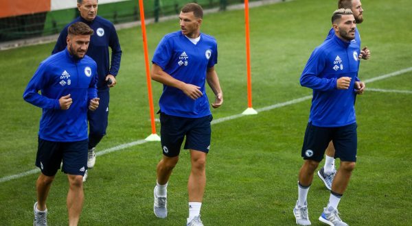 02.09.2019., Zenica, Bosna i Herrcegovina - rU Trening centru NS/FS BiH odrzan je trening nogometne reprezentacije Bosne i Hercegovine. Ermin Bicakcic, Edin Dzeko i Sead Kolasinac.rPhoto: Armin Durgut/PIXSELL