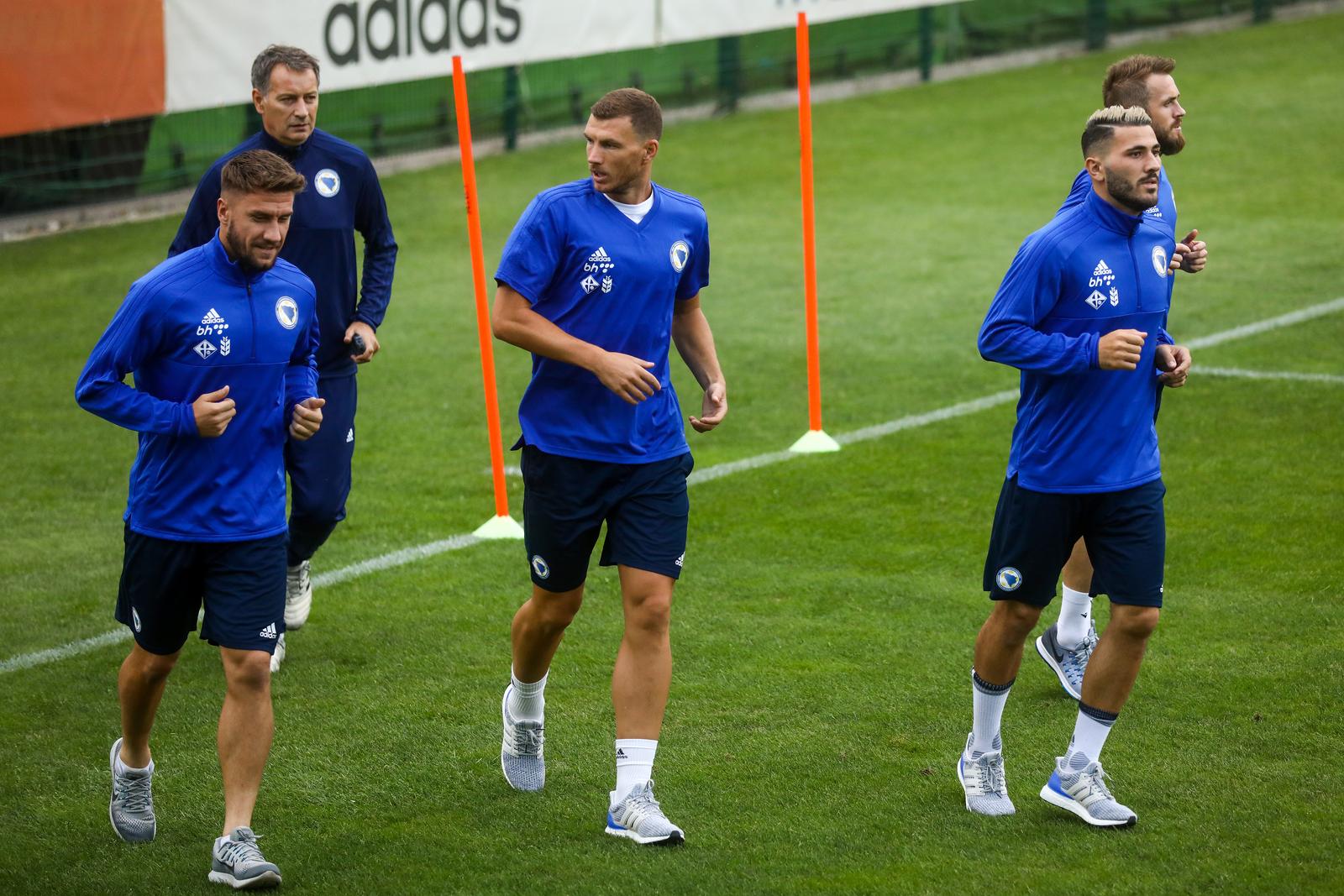 02.09.2019., Zenica, Bosna i Herrcegovina - rU Trening centru NS/FS BiH odrzan je trening nogometne reprezentacije Bosne i Hercegovine. Ermin Bicakcic, Edin Dzeko i Sead Kolasinac.rPhoto: Armin Durgut/PIXSELL