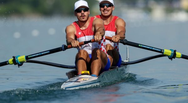 05.05.2023., Zagreb, SRC Jarun - Svjetski veslački kup 2023. Patrik Loncaric, Anton Loncaric, dvojac bez kormilara, Hrvatska. Photo: Igor Kralj/PIXSELL