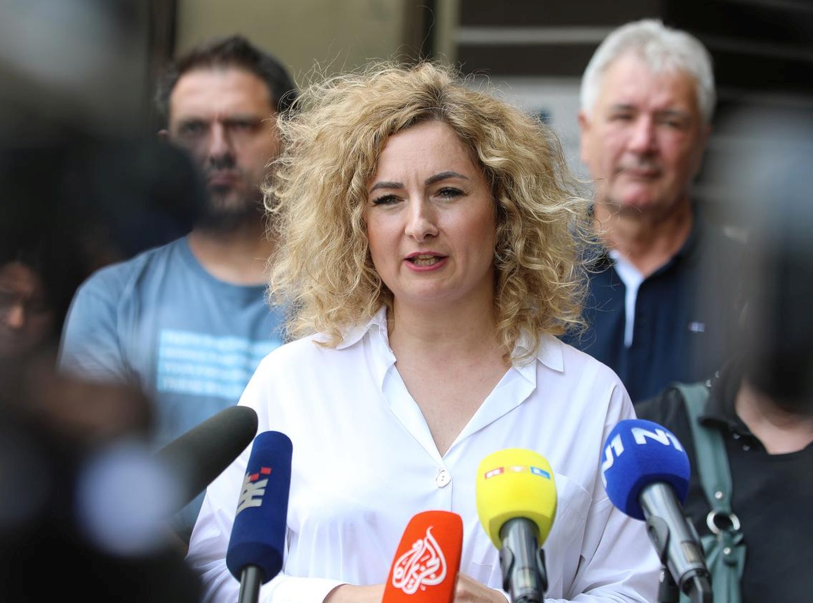 05.07.2023.,Zagreb, sastanak  sindikalnih povjerenika i koordinatora strajka u tijelima sudbene vlasti i drzavnom odvjetnistvu, koji je 5. lipnja pokrenuo Sindikat drzavnih i lokalnih sluzbenika i namještenika RH
Nakon sastanka sindikata izjavu za medije dala je Iva Suskovic, predsjednica Sindikata drzavnih i lokalnih sluzbenika i namjestenika.
 Photo: Robert Anic/PIXSELL