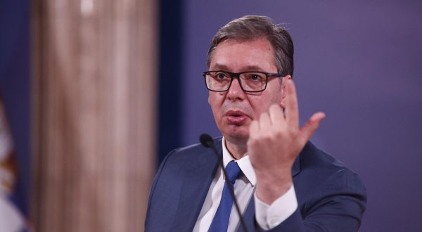 06, July, 2023, Belgrade The President of the Republic of Serbia, Aleksandar Vucic, addressed the public in the building of the General Secretariat of the President of the Republic. Aleksandar Vucic. Photo: Amir Hamzagic/ATAImages

06, jul, 2023, Beograd  - Predsednik Republike Srbije Aleksandar Vucic obratio se javnosti u zgradi Generalnog sekretarijata predsednika Republike. Photo: Amir Hamzagic/ATAImages Photo: Amir Hamzagic/ATA Images/PIXSELL