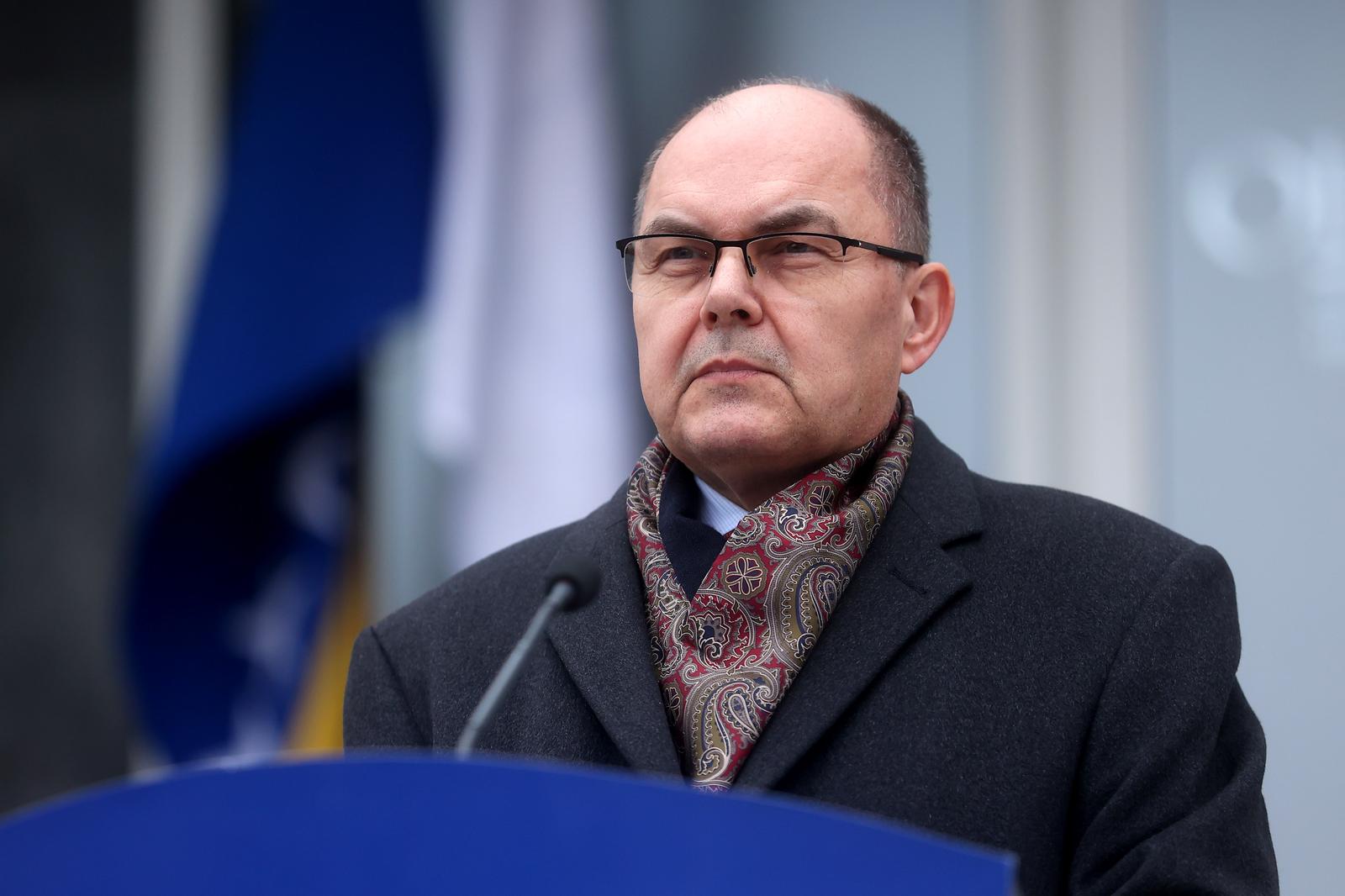 07.04.2023., Sarajevo, Bosna i Hercegovina - Visoki predstavnik u Bosni i Hercegovini Christian Schmidt odrzao je danas izvanrednu press konferenciju na kojoj je govorio o formiranju vlade FBiH. Photo: Armin Durgut/PIXSELL