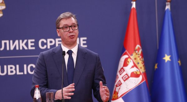10, July, 2023, Belgrade - Statements for the media by the President of the Republic of Serbia, Aleksandar Vucic, and the President of Montenegro, Jakov Milatovic. Aleksandar Vucic. Photo: Amir Hamzagic/ATAImages

10, jul, 2023, Beograd - Izjave za medije predsednika Republike Srbije Aleksandra Vucica i predsednika Crne Gore Jakova Milatovica.  Photo: Amir Hamzagic/ATAImages/PIXSELL