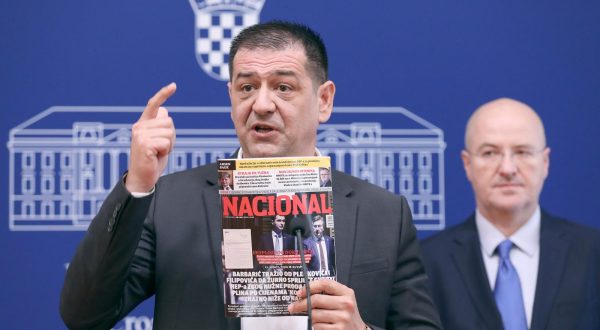 11.07.2023., Zagreb - Na konferenciji za medije odrzanoj u Saboru o slucaju HEP govorili su Mario Radic i  Daniel Spajic. Photo: Patrik Macek/PIXSELL