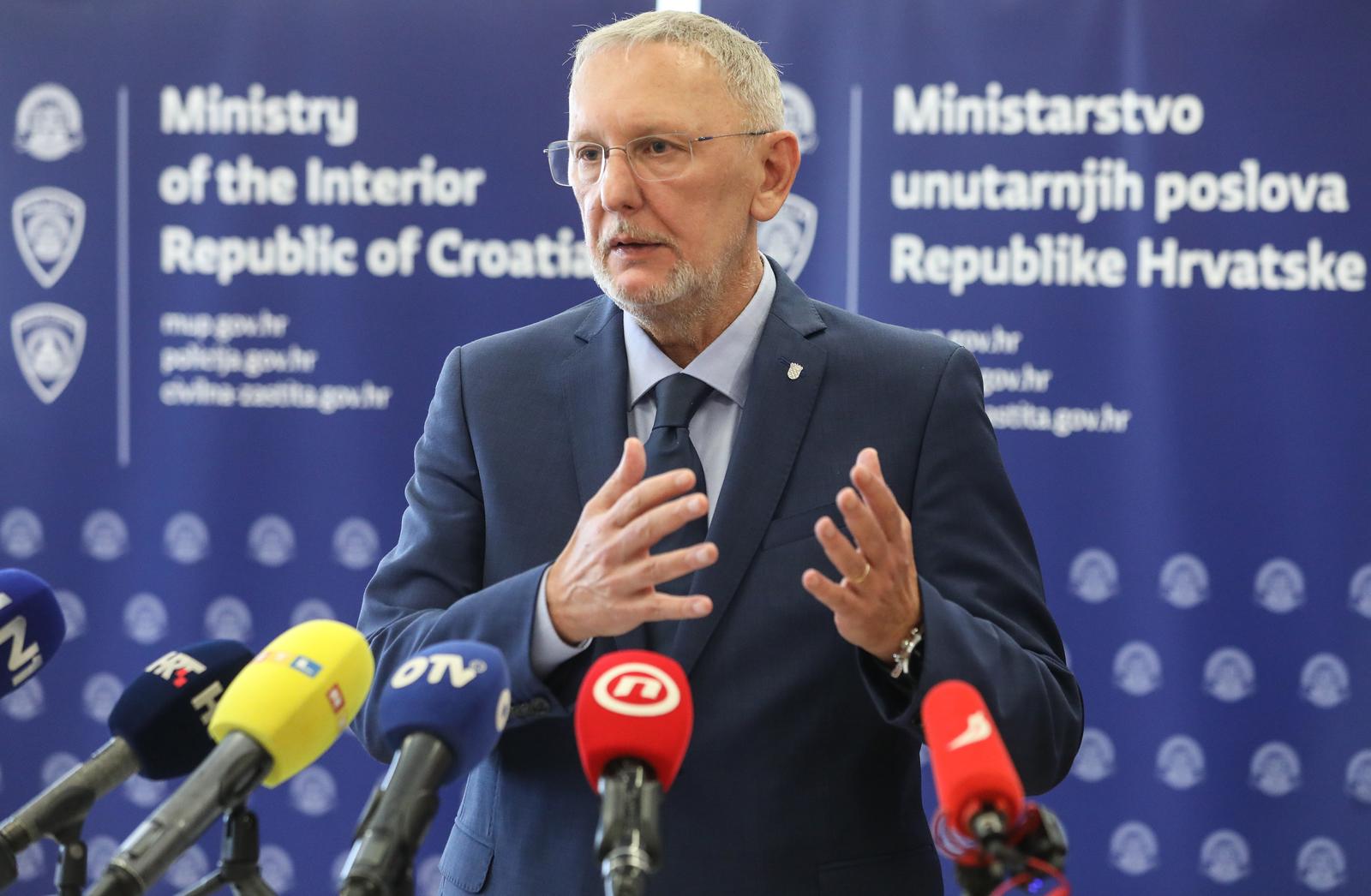 11.07.2023.,Zagreb, MUP - konferencija za medije na temu "Organizacije javnih okupljanja na kojima bi se u kontroliranim uvjetima prezentirala sportska i modificirana vozila. Ministar Davor Bozinovic dao izjavu vezanu za dogadjanja u HEP u Slavonskom Brodu. Photo: Robert Anic/PIXSELL